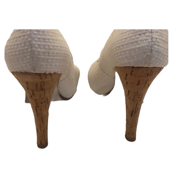 Nine West White Peep Toe Heels Size 6 - Picture 6 of 9